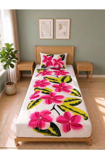 Hand Painted Rayon Bedsheet Set Single Size